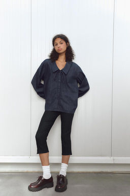 DENIM PETER PAN COLLAR SHIRT