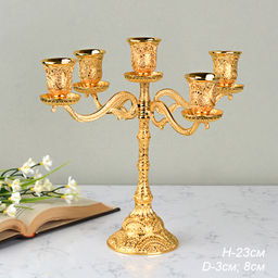 Подсвечник на 5 свечей золото 23 см / 305G /уп 48/ - ГалеонТрейд фото 3