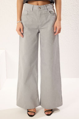 Gri Normal Bel Loose Wide Leg Jeans TWOSS25JE00198 - Trendyolmilla фото 3