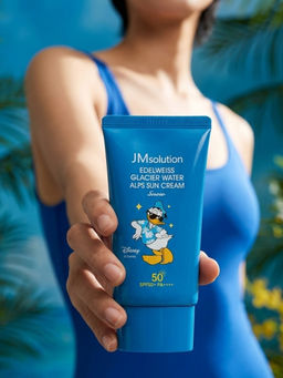 Jmsolution Охлаждающий солнцезащитный крем / Edelweiss Glacier Water Alps Moist Suncream Snow SPF50+/PA++++ Disney Donald Duck, 50 мл
