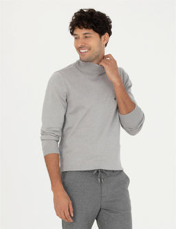 A__k Gri Melanj Slim Fit Yar_m Bal_k__ Yaka Basic Triko Kazak - Pierre cardin фото 3