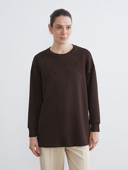 Kro?e Detayl? Kad?n Sweatshirt Tunik