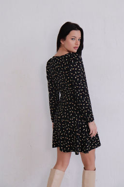 Платье с вырезом каре чёрное в цветок - Martichelli фото 11