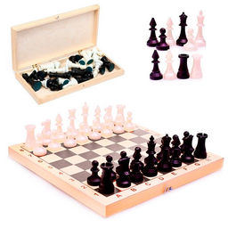 Шахматы пластиковые гроссмейстерские, с деревянной доской 42*42см (02-16/105) король-70мм, пешка-40мм