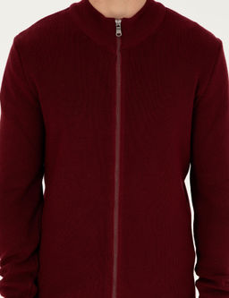 Бордово-красный приталенный трикотажный кардиган - Cacharel фото 7