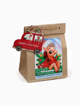 Чай новогодний в крафтовом пакете с игрушкой Тёплые встречи и чаёк, 50 г - Фабрика счастья фото 2