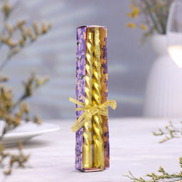 Цена за 2 шт. Набор свечей витых, 1.5×15 см, 2 шт., золотой металлик