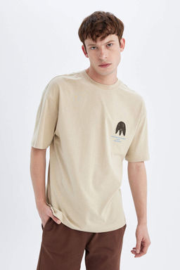 Футболка Comfort Fit с круглым вырезом и короткими рукавами с принтом на спине - Defacto фото 7