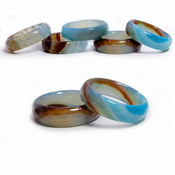 Кольцо из камня Голубой агат для привлечения счастья размеры 16-19мм