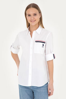 Женская белая рубашка с длинным рукавом - U.s. polo assn фото 10
