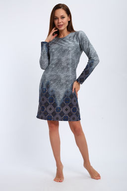 Ночная сорочка из интерлока длинный рукав купон Соня серо-голубой