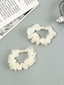 Цена за 6 шт. Резинки для волос «Каприс», набор 2 шт., 7 см, молочные