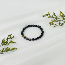 Браслет из Турмалина, Тигрового, Бычьего и Соколиного глаза 20 см