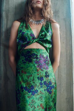 FLORAL PRINT SATIN DRESS - Zara фото 3