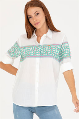 Женская рубашка цвета морской волны с длинным рукавом - U.s. polo assn фото 9