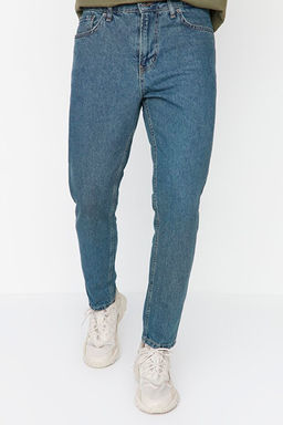 Lacivert Ye_il Eskitme G_r_n_ml_ %100 Pamuk Relax Fit Boyfriend Jeans Kot Pantolon TMNAW23JE00043 - Trendyolmilla фото 2