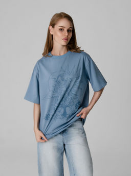 Арт. 3187 Футболка женская оверсайз 42-48 (4 шт) Цвет:серо-голубой - Калинка фото 7