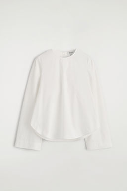 CURVED-HEM COTTON BLOUSE