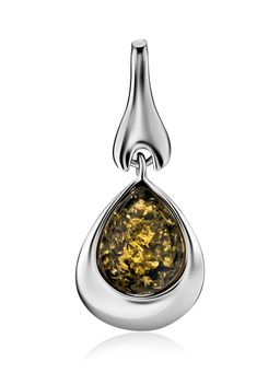 Нежная подвеска Джульетта из натурального янтаря зелёного цвета