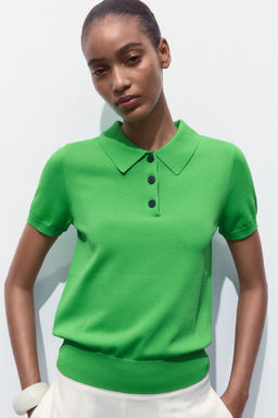 SHORT SLEEVE KNIT POLO TOP - Zara фото 3