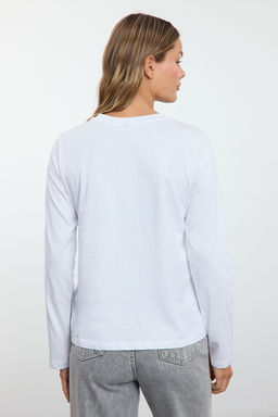 Siyah-Beyaz 2li Paket Bisiklet Yaka Regular/Normal Kesim Orme T-Shirt TWOAW25TS00001