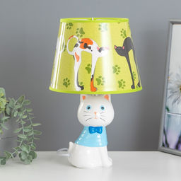 Настольная лампа с абажуром RISALUX «Котенок», Е14, 15 Вт, белый, 20×20×32 см