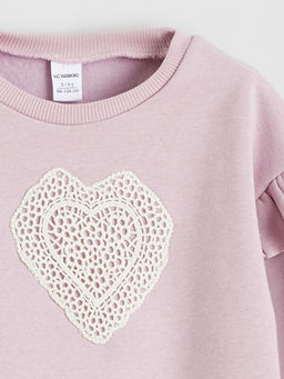 Bisiklet Yaka Bask?l? K?z ?ocuk Sweatshirt 2li