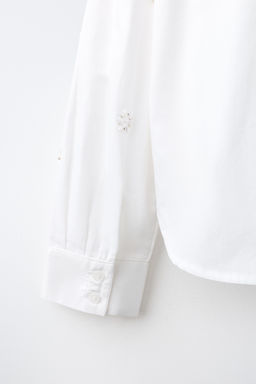 PACK CAMISA Y TOP FRUNCIDO RAYAS Y APLIQUE ABALORIOS / Blanco - Zara фото 6
