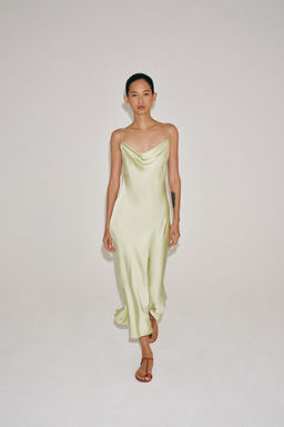 VESTIDO LENCERO SATINADO ZW COLLECTION / Verde agua