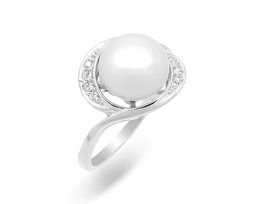 Кольцо из серебра жемчуг, км074