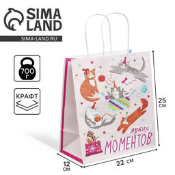 Пакет крафтовый Вечеринка, 22 25 12 см - Доступные радости фото 6