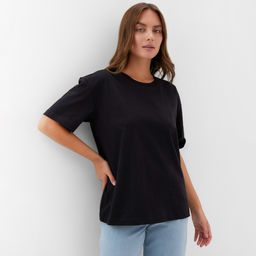 Футболка женская KAFTAN: Basic line, чёрная, размер 52-54
