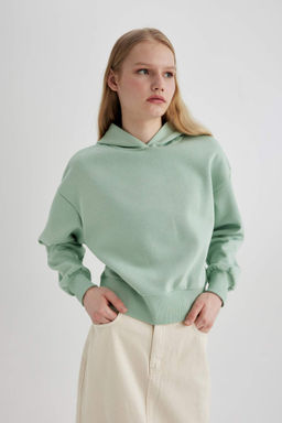 Boxy Fit Kapusonlu Kal?n Basic Duz Sweatshirt - Defacto фото 3