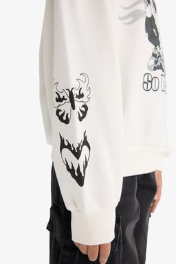 Disney Mickey & Minnie Oversize Geni_ Kal_p Kap__onlu Sweatshirt K_z _ocuk - Defacto фото 7