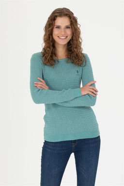 U. S. Polo Assn Женский мятный базовый свитер с круглым вырезом - U.s. polo assn фото 8