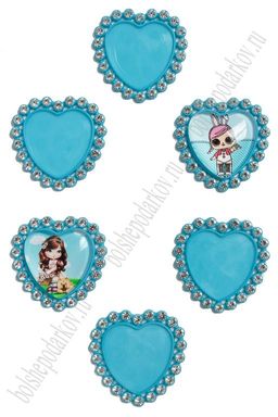 Крышечка со стразами "Сердечко" (10 шт) SF-3632, голубой №013