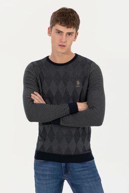 Мужской темно-синий вязаный свитер - U.s. polo assn фото 2