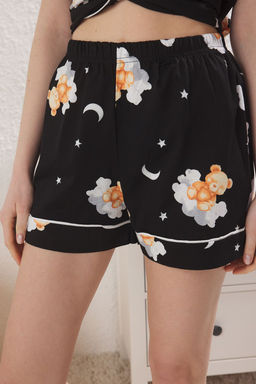 Trendyolmilla Ekru %100 Pamuklu Ay?c?k ve Galaksi Desenli Biyeli Sortlu Orme Pijama Tak?m? THMSS25PT00369 фото 10