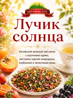 Лучик солнца Зеленый ароматизированный чай GRÜNBERG LITE