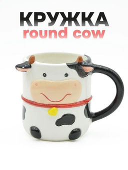 Кружка керамическая Round cow, black