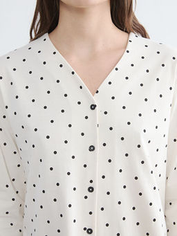 V Yaka Puantiyeli Kad?n Pijama Tak?m