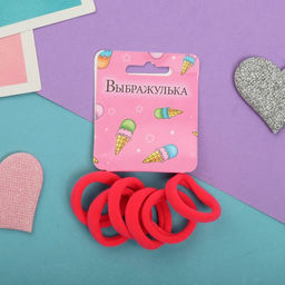 Цена за 12 шт. Резинки для волос «Радуга», набор 6 шт., малиновые