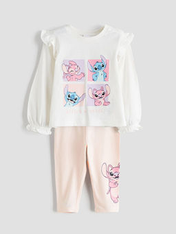 Stitch & Angel Bask?l? K?z Bebek Ti??rt ve Tayt
