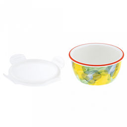 Акварель Салатник-контейнер фарфоровый 640мл, д14,8х6,9см, круглый, с деколью, отводка, пластмассовая крышка, герметичная, с клипсами, с силиконовым уплотнителем (Китай) - Домашняя мода фото 7