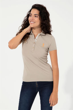 Женская футболка цвета хаки с воротником поло Basic - U.s. polo assn фото 10