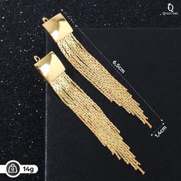 Серьги висячие Голливуд квадрат и нити, цвет золото, 6,5см