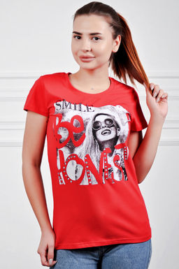 Арт. 879 Футболка женская 42-52 (6 шт) Цвет:красный - Калинка фото 2