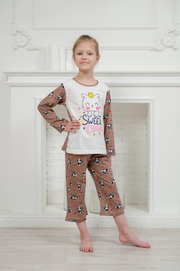 Пижама детская из кулирки Кисонька молоко