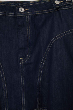 Koyu Mavi Volanl_ Diki_ Detayl_ Mini Denim Etek TWOAW27ET00023 - Trendyolmilla фото 6