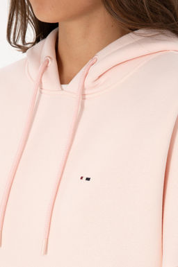 Kad_n A__k Pembe _ardonlu Kap__onlu Sweatsh_rt
